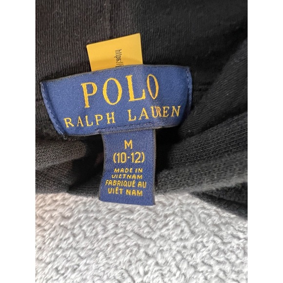 Polo Ralph Lauren Big Pony Hoodie Kids Size Medium 10-12 Black Red Pullover - Picture 5 of 11